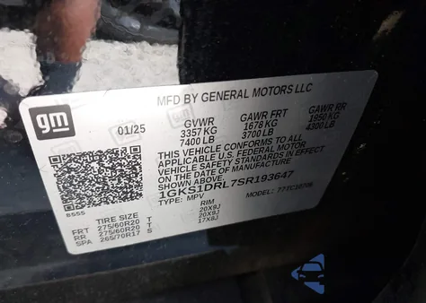 2025 GMC Yukon 2Wd Denali из США, поврежденный, VIN 1GKS1DRL7SR193647